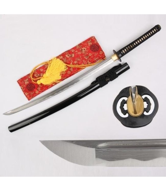 Double Ring Damaststahl Samurai Schwert