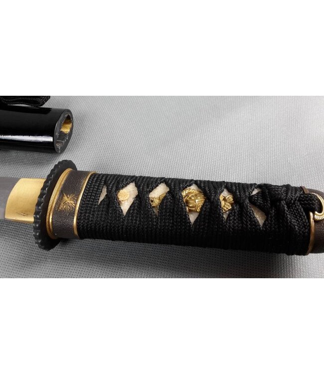 Damast stahl Tanto Messer mit schwarz Saya