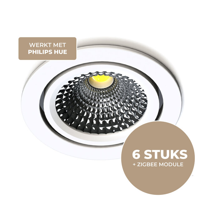 PremiumLED Star Ultra Flat Rond Wit 2700K - 6 Stuks (Philips Hue Compatible)