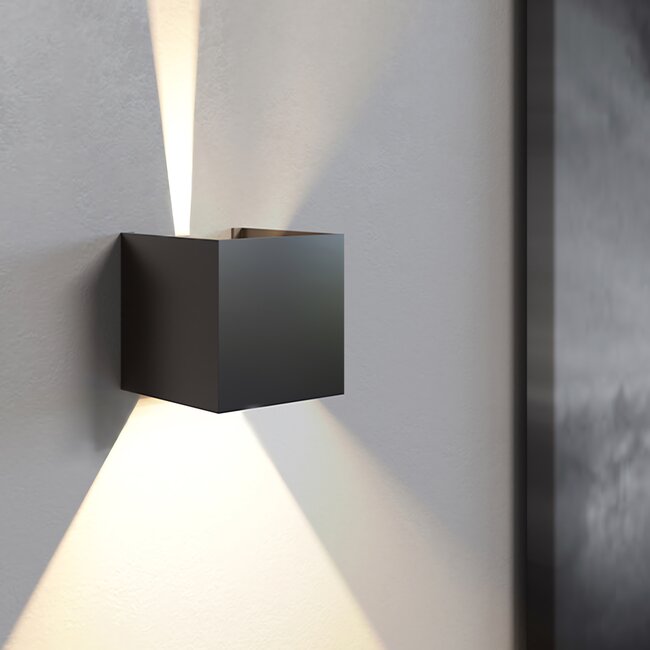 PremiumLED CUBE Wandlamp Zwart Dim naar Warm