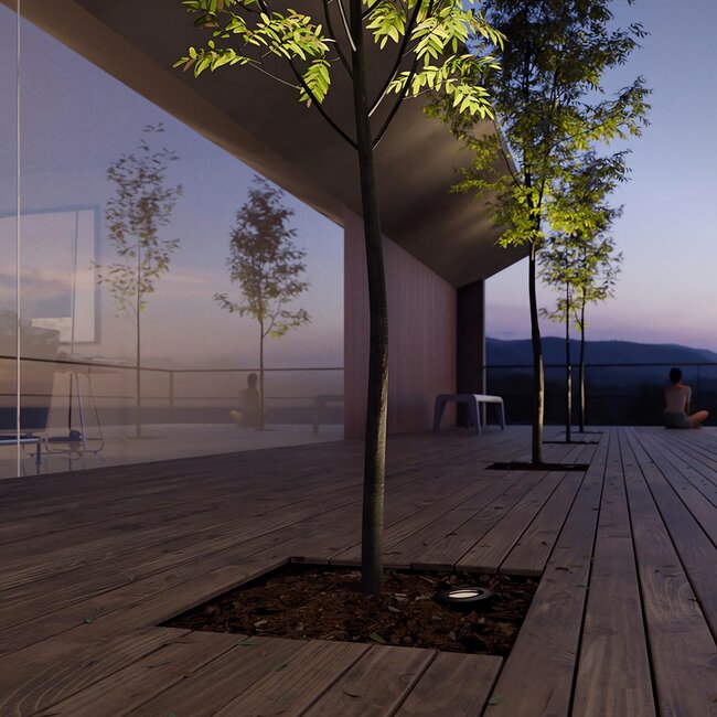 Stella Lighting GROUND-L HEXO Rond Zwart 3000K