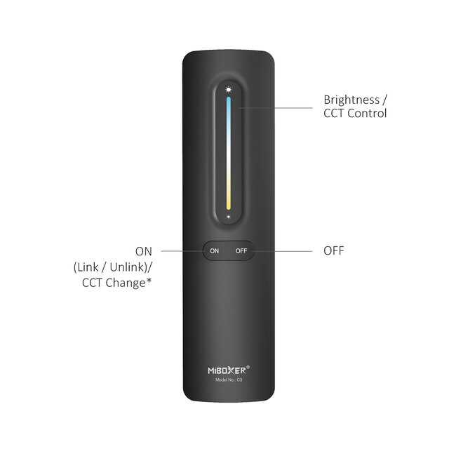 Mi-Boxer C3 1 Zone CCT Remote Control Slide Black (2.4G)