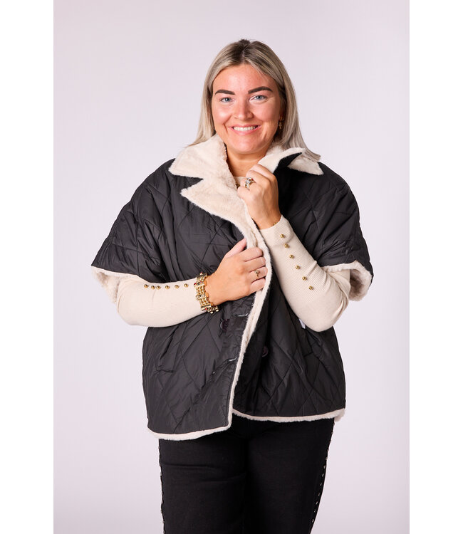 Valeria reversibel jas met korte mouwen