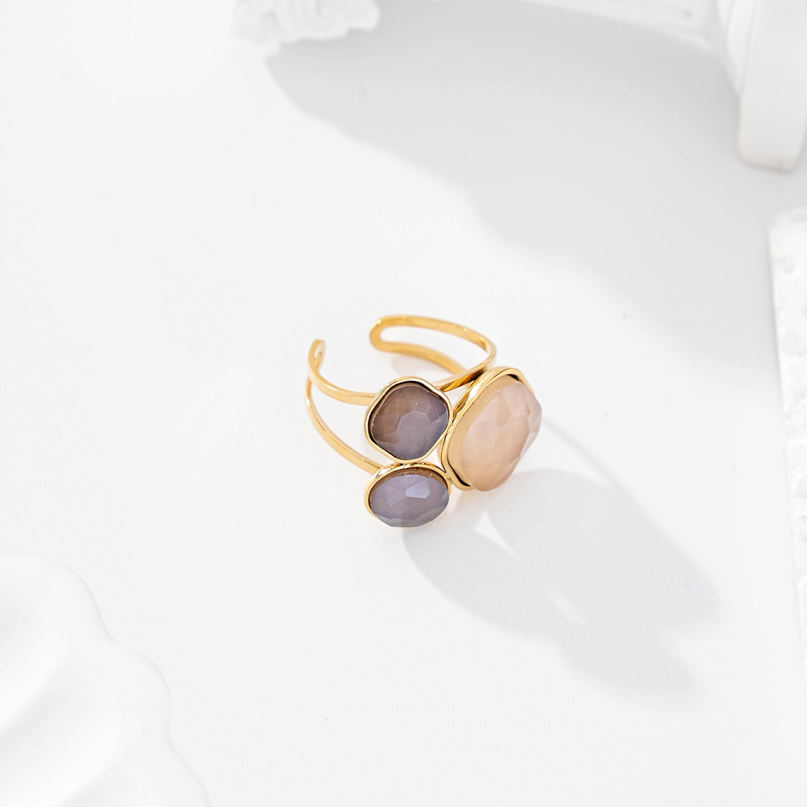Twisted taupe verstelbare ring
