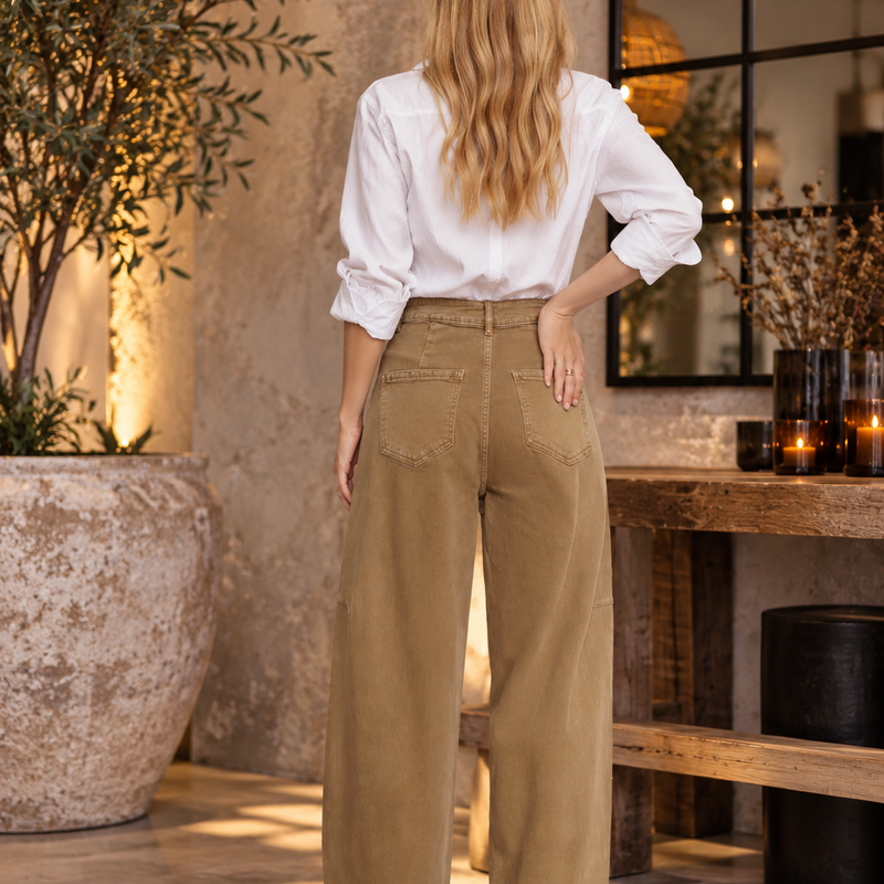 Jane Camel barrel jeans