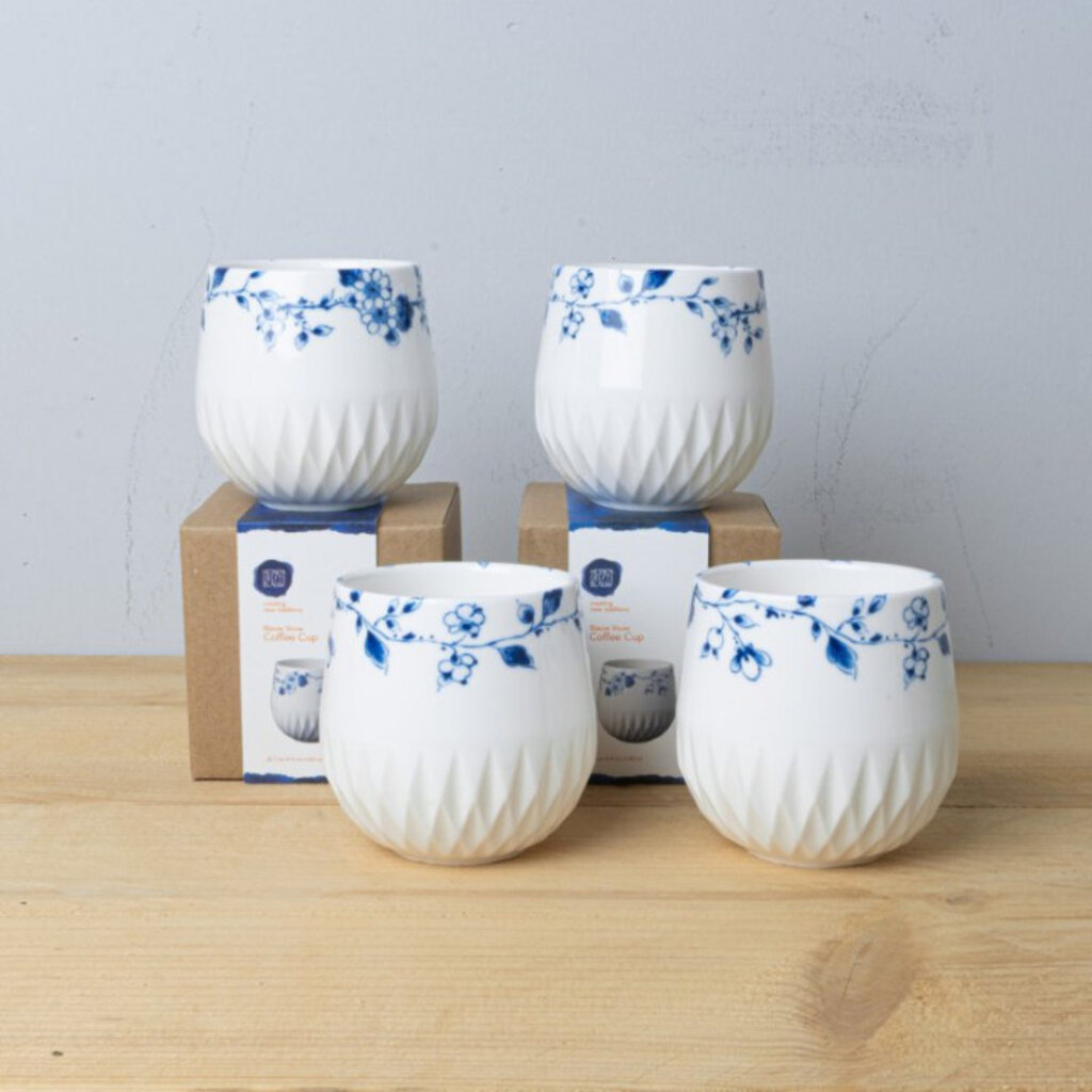 Koffiekop Blauw Vouw set van 4
