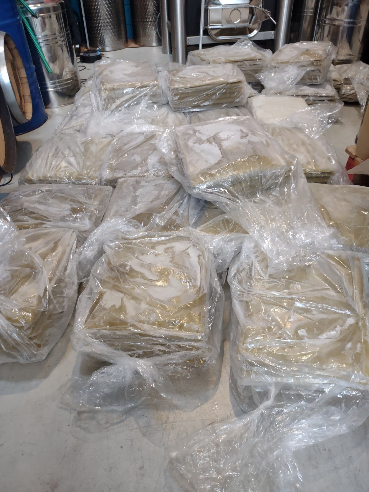 Unpacked boxes of frozen cane juice