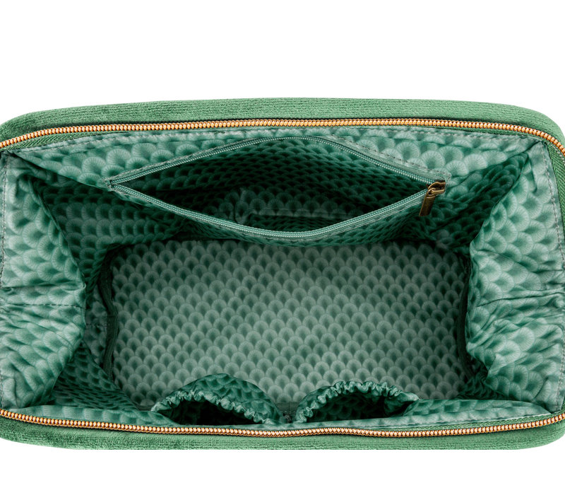 Cosmetic Purse XL Velvet Quilted Green 30x20,7x13,8cm