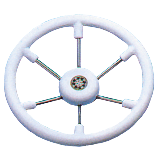 Allpa Allpa 6-Spaaks stuurwiel "Leader Tanegum" RVS met witte polyurethaan rand, A=370mm. B=100mm