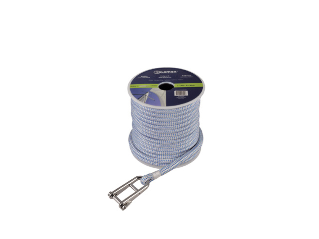 Talamex Vallijn met valsluiting wit/blauw 8mm 30m