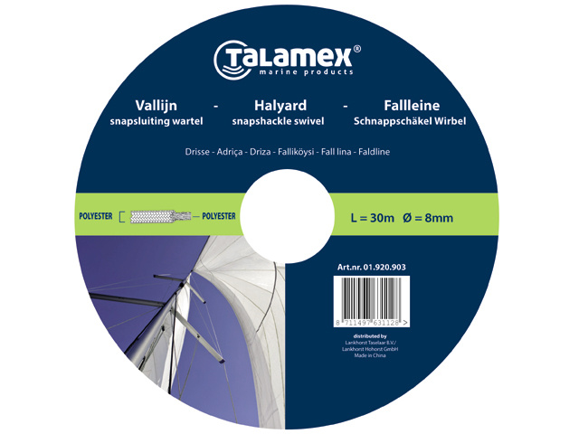 Talamex Vallijn met snapsluiting wit/rood 10mm 33m