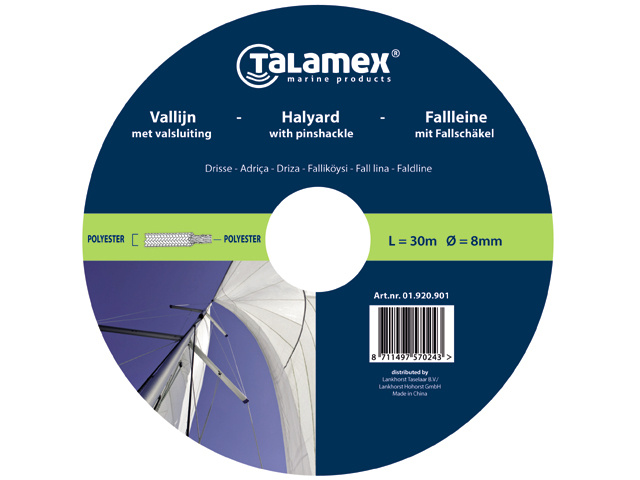 Talamex Vallijn met valsluiting wit/blauw 12mm 36m
