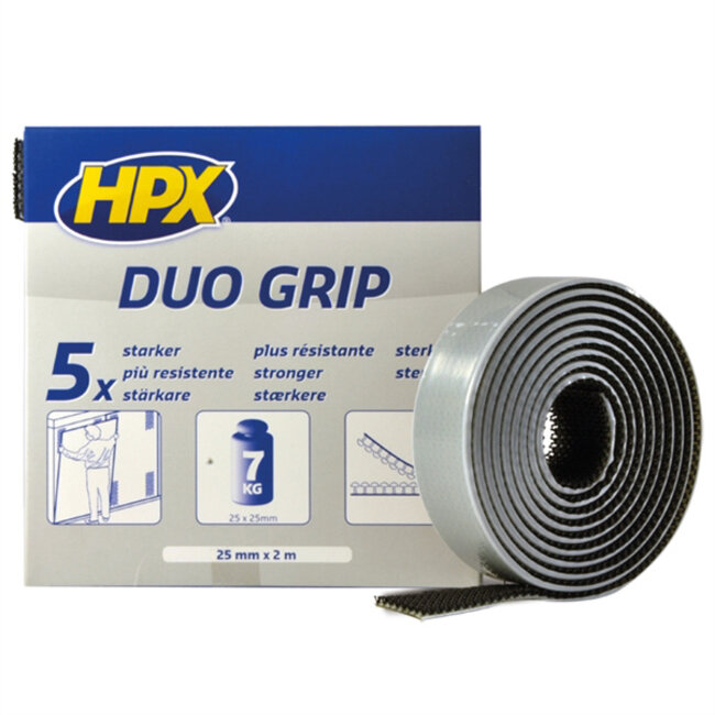 HPX Duo Grip klikbevestiging Zwart 25mm x 2mtr