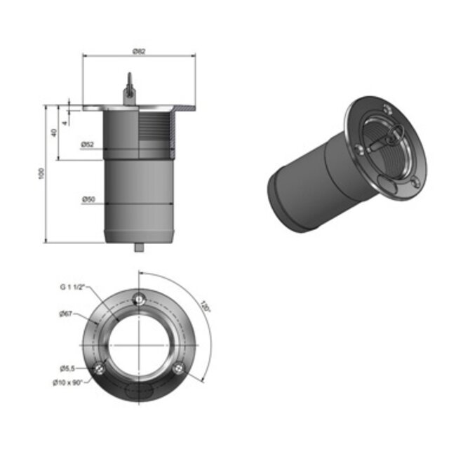 Basis dekvuldop 2" 50mm CE gekeurd