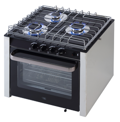 Allpa RVS gasoven met 3-pits fornuis met glasplaat
