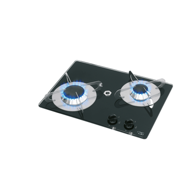 Allpa Gaskomfoor met thermische glasplaat 380x280x80mm, branders: 1x klein / 1x medium