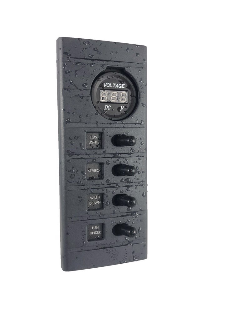 Connex CONNEX SCHAKELPANEEL, 4 SCHAKELAARS EN VOLTMETER 12V