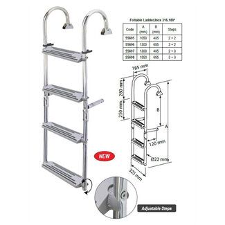 Nuova Rade NUOVA RADE RVS ZWEMTRAP KANTELBAAR DEKMONTAGE 2+2 TREDEN