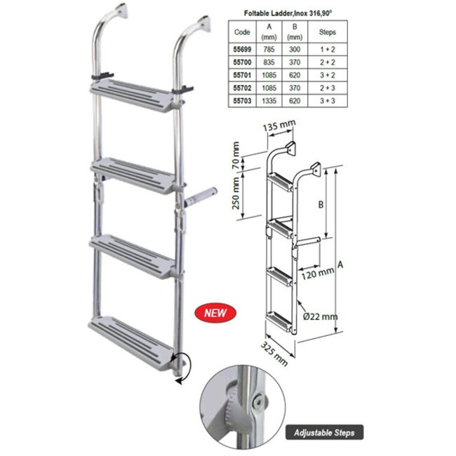 Nuova Rade NUOVA RADE RVS ZWEMTRAP KANTELBAAR SPIEGELMONTAGE 1+2 TREDEN