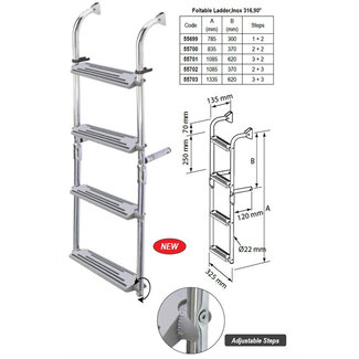 Nuova Rade NUOVA RADE RVS ZWEMTRAP KANTELBAAR SPIEGELMONTAGE 2+2 TREDEN