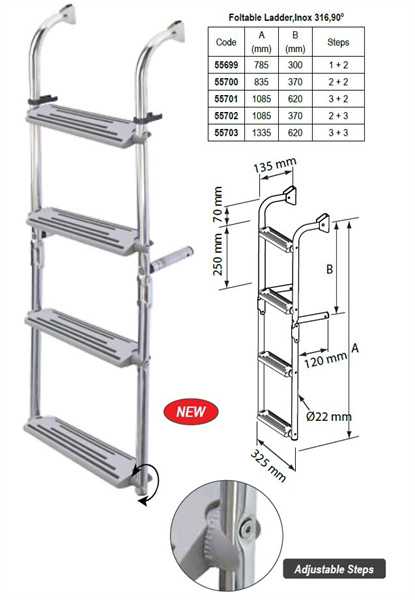 Nuova Rade NUOVA RADE RVS ZWEMTRAP KANTELBAAR SPIEGELMONTAGE 2+2 TREDEN