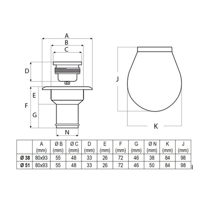 Nuova Rade DEKVULDOP+HOUDER/DIESEL, 38MM-WIT
