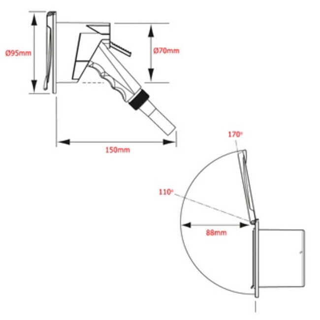 Nuova Rade NR INBOUW DEKDOUCHE ROND MET 3 M SLANG WIT