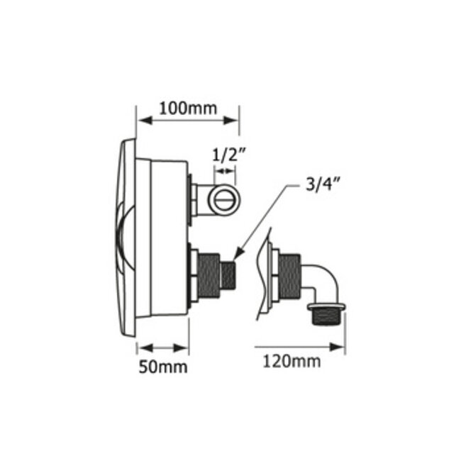 Nuova Rade NR INBOUWKASTJE MET UITSTROOM EN KRAAN WIT RECHTE AANSLUITING
