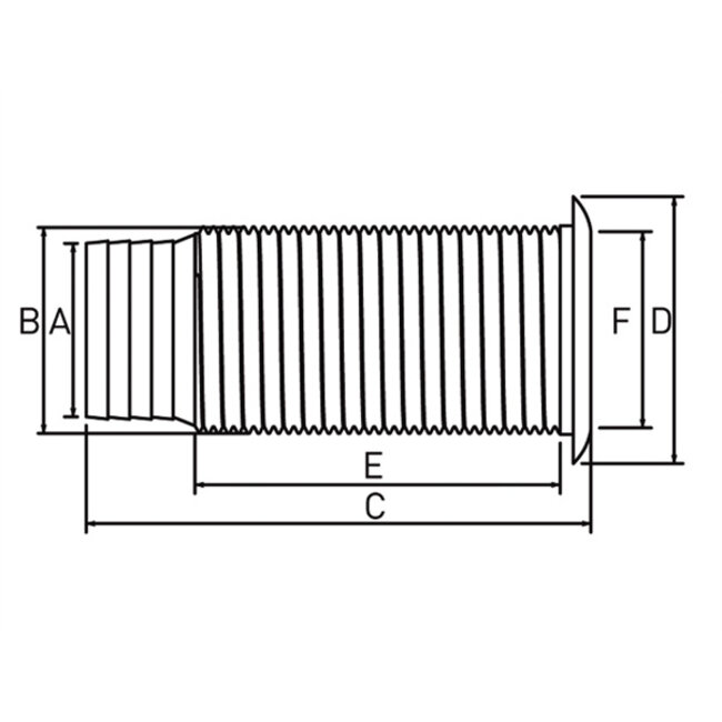 Nuova Rade NYLON DOORVOER 1½" 38MM SLANG, RVS FLENS