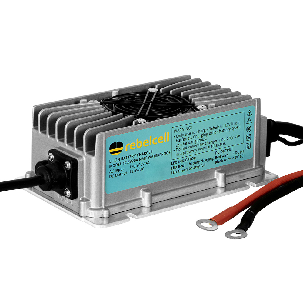 Rebelcell ACCULADER 12.6V20A LI-ION (IP65) WATERDICHT - VOOR 12V50AV/12V70AV/12V100AV/12V140AV ACCU