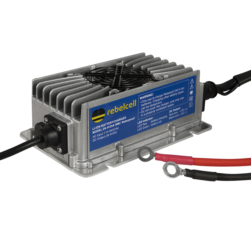 Rebelcell ACCULADER 29.4V20A LI-ION (IP65) WATERDICHT - VOOR 24V50/24V70/24V100 ACCU