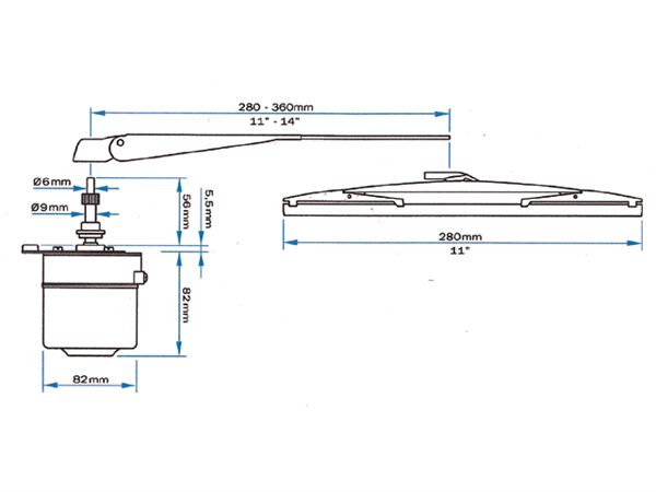 Roca STANDAARD ARM W5, ZWART/RVS 280-355MM