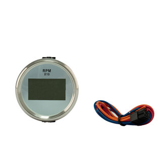 HOLLEX Digitale Toeren/urenteller Wit/RVS 9-32V