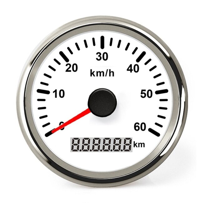HOLLEX GPS snelheidsmeter wit/rvs 0-60km/h 9-32V