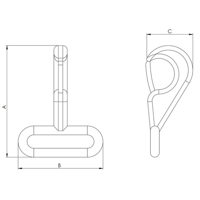 HOLLEX Haaksluiting rvs 50x34mm