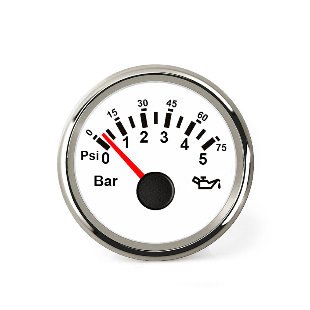 HOLLEX Oliedrukmeter Wit/RVS 9-32V 0-5 Bar