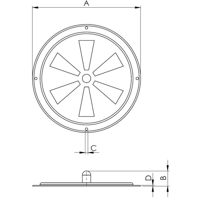 HOLLEX ventilatierooster 128mm afsluitbaar