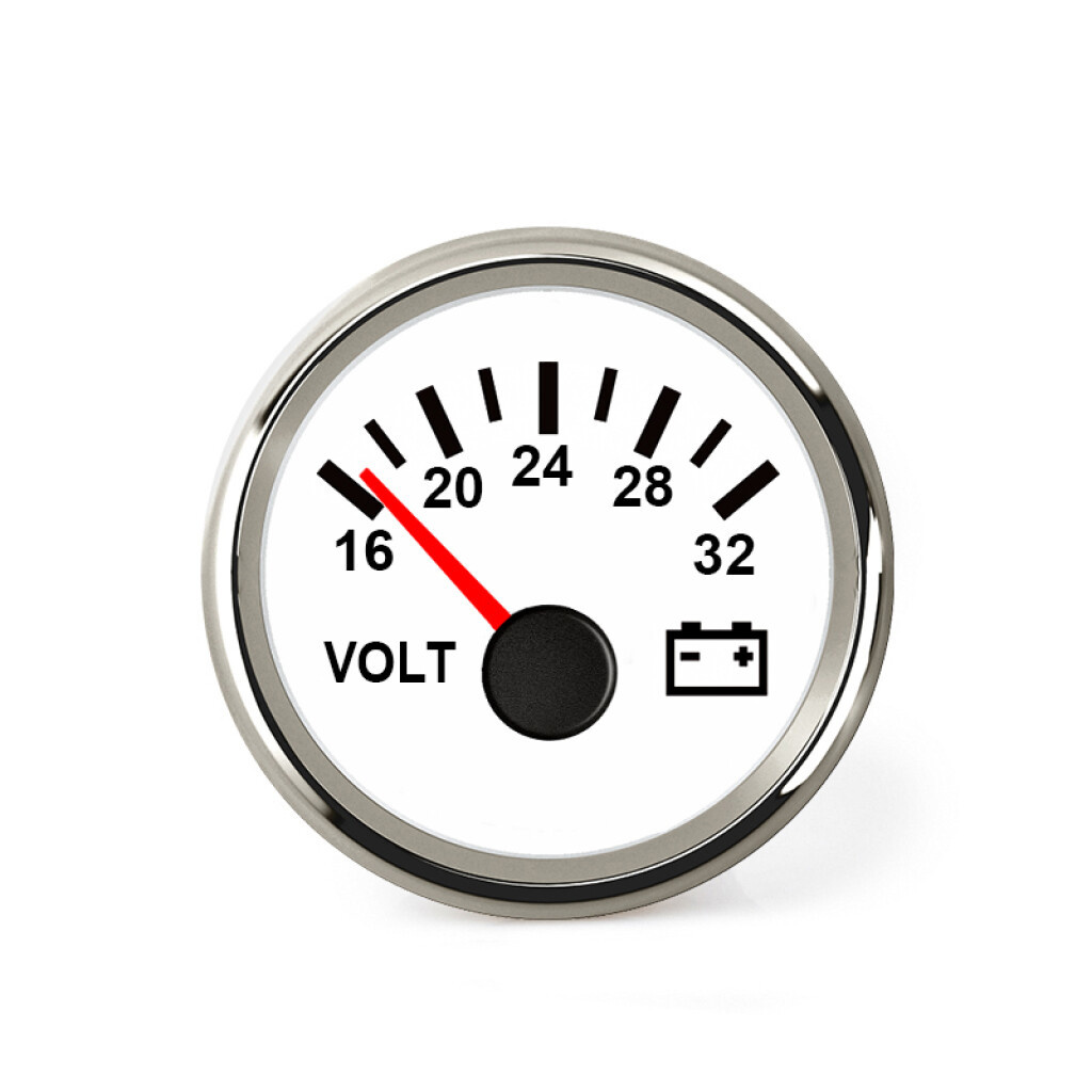 HOLLEX Voltmeter Wit/RVS 18-32V