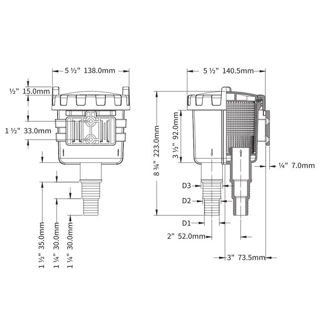 HOLLEX waterfilter type L ø25/32/38mm