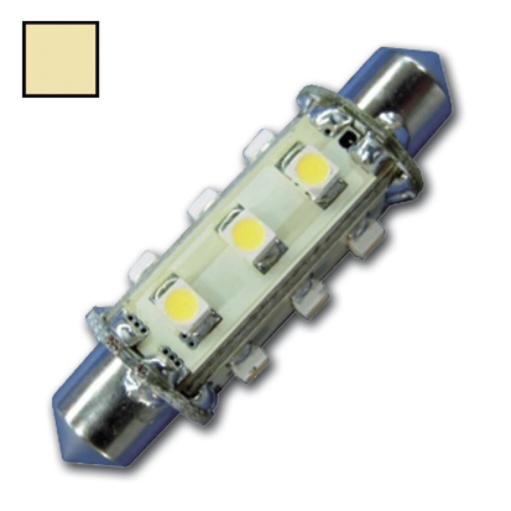 HOLLEX LED Festoon 10-30V / 0,9W WW 12 LEDS 42mm