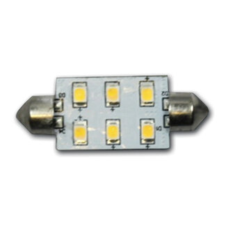 HOLLEX LED Festoon 10-30V / 1,1W WW 6 LEDS 42mm