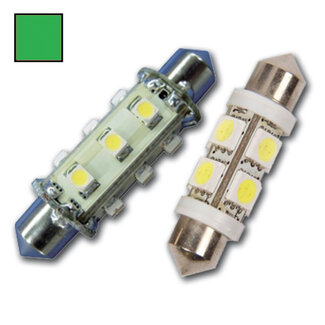 HOLLEX LED Festoon 10-30V 0,9W groen 12 LEDS 42mm