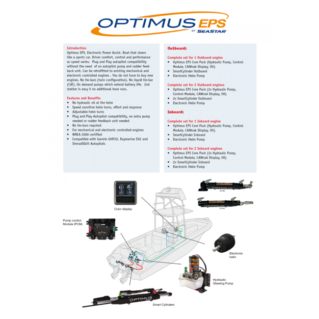 SeaStar Set Optimus EPS Sterndrive 1 Motor en 1 Stuurstand XXL water