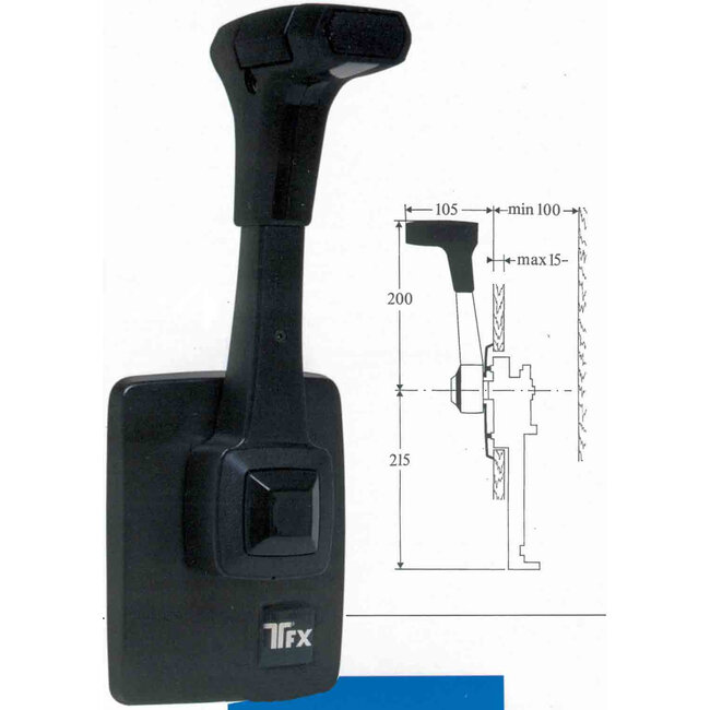 Allpa SeaStar Éénhandel motorbediening B80/S, zijmontage, speciaal model voor zeilboten