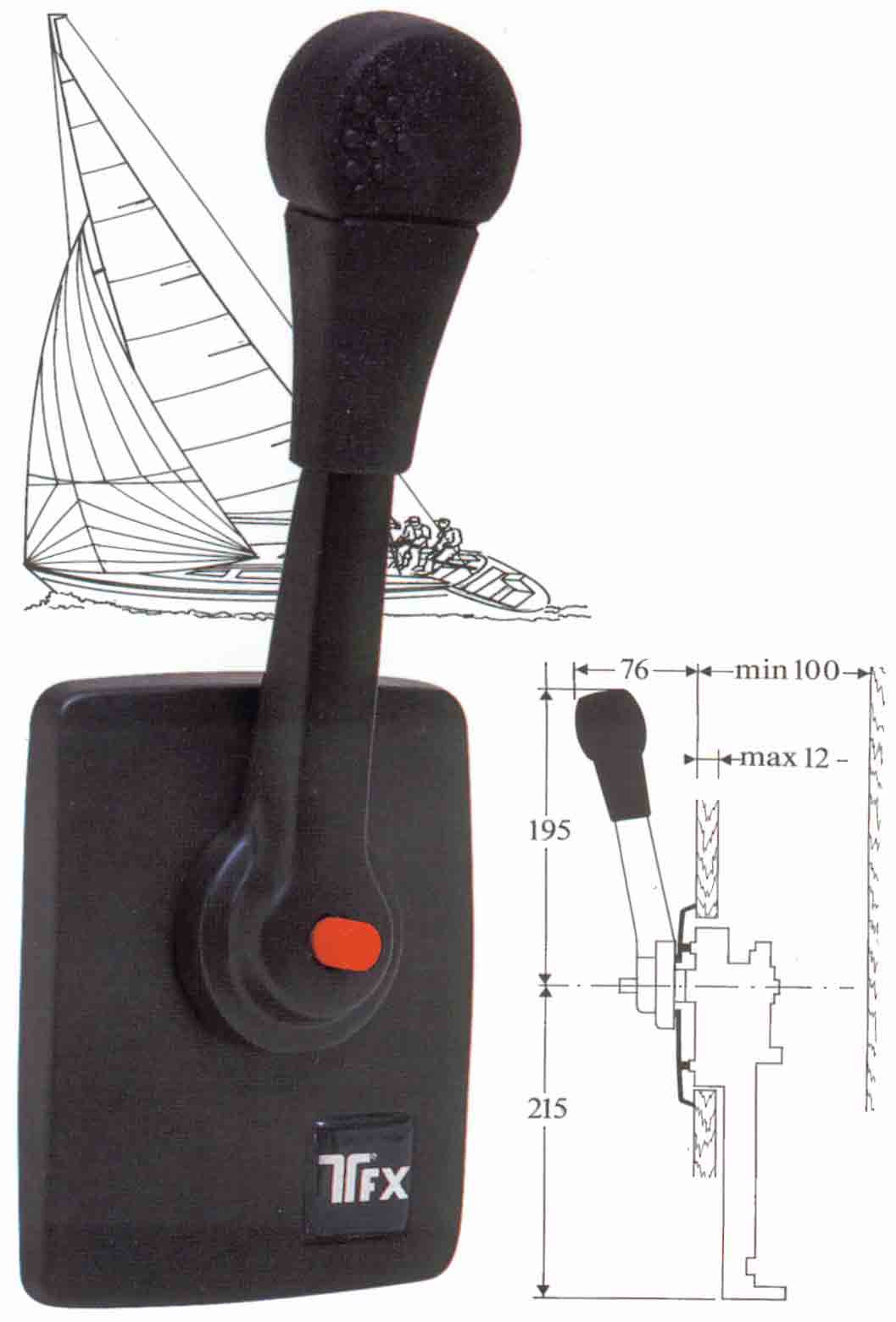 Allpa SeaStar EΜeΜnhandel motorbediening B80/S, zijmontage, speciaal model voor zeilboten