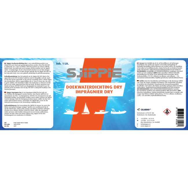 Sjippie Doekwaterdichting DRY / sprayflacon 1ltr