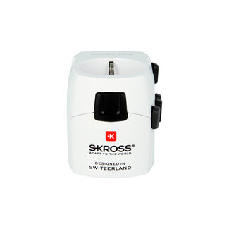 SKROSS PRO WORLD TRAVEL ADAP. WITH GROUND PLUGS 7.0 AMP, WHITE, WITH OUT SCHUKO TOP