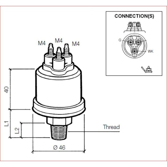 VDO VDO Drukgever 0-10 bar mv+WK 0,8 bar