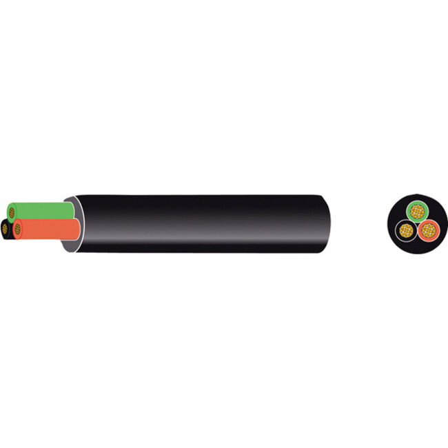 Automarine Ronde pvc kabel zwart 3x1.50mm² rood/zwart/groen