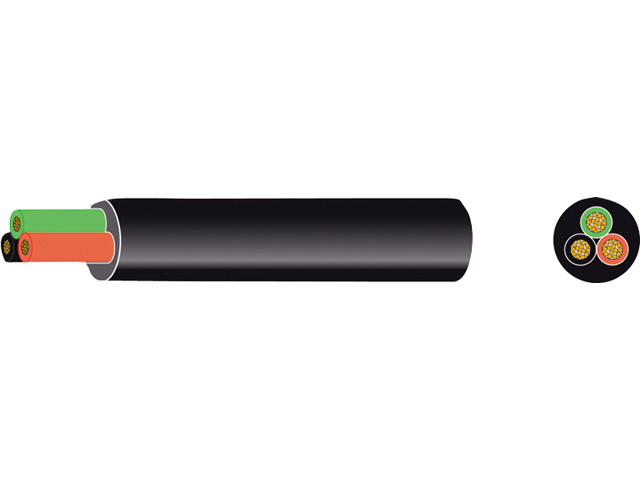 Automarine Ronde pvc kabel zwart 3x1.50mm² rood/zwart/groen